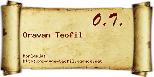 Oravan Teofil névjegykártya